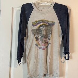 Vintage 1981 Molly Hatchet raglan tee- Navy and Cream